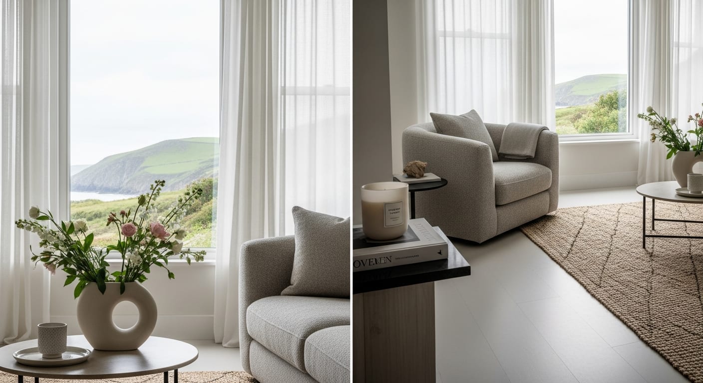 A bright, clean South Devon living room